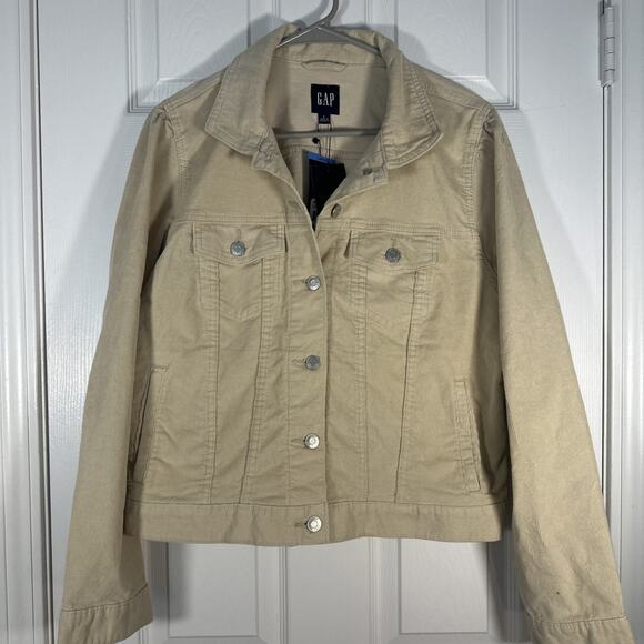 Gap Women's Puff Sleeve Corduroy Jacket Size L Beige - Picture 4 of 11